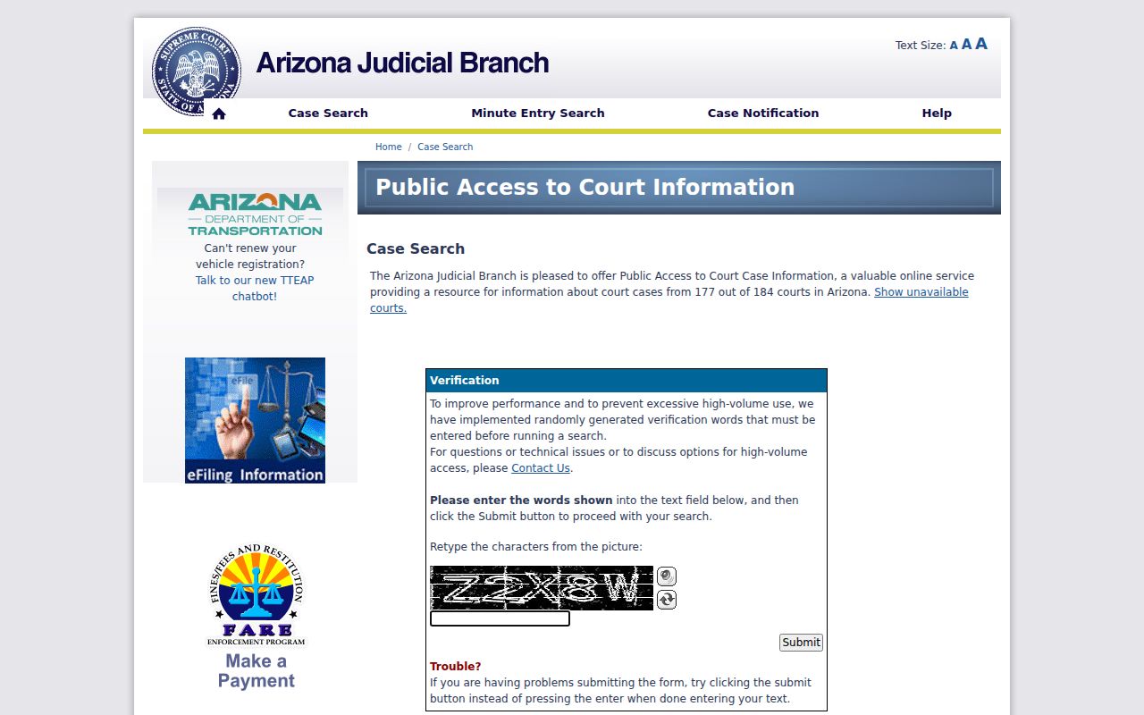 Arizona Public Access Mohave County criminal case lookup
