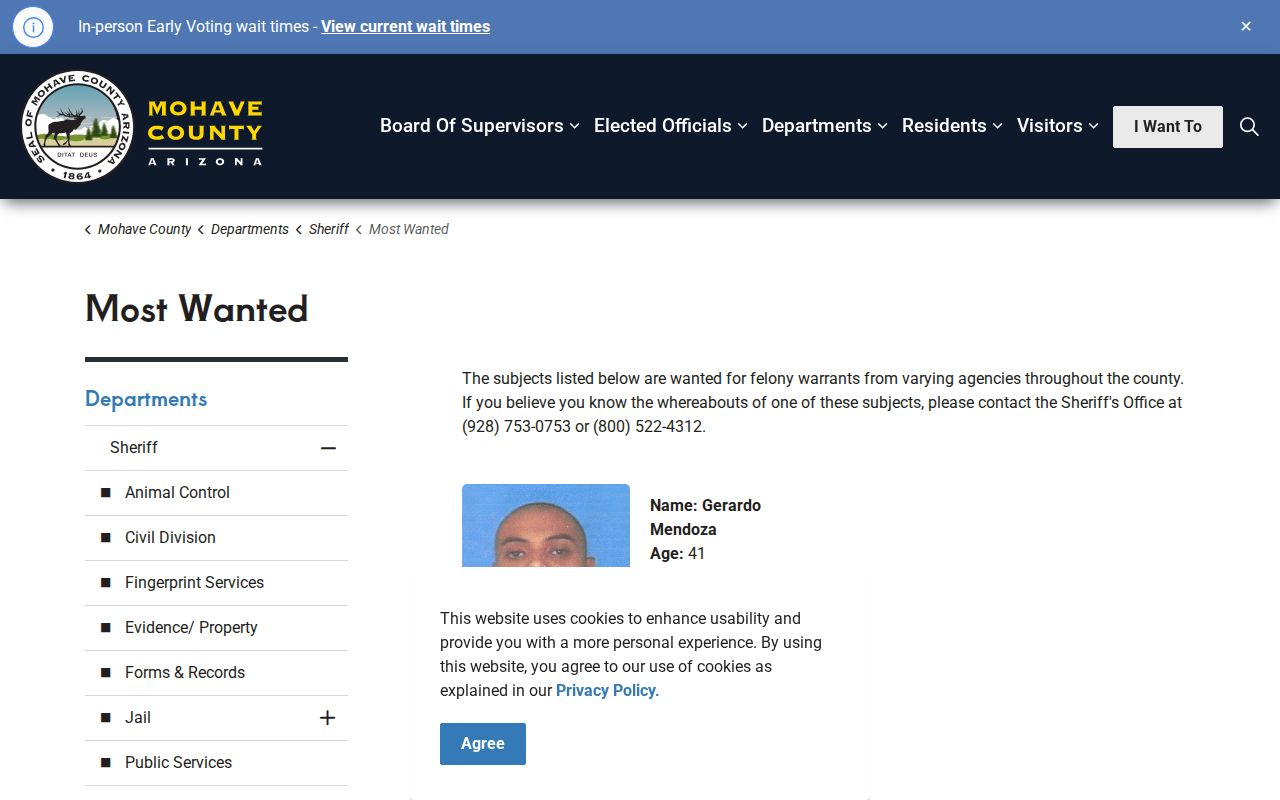 Mohave County sex offender registration compliance warrants