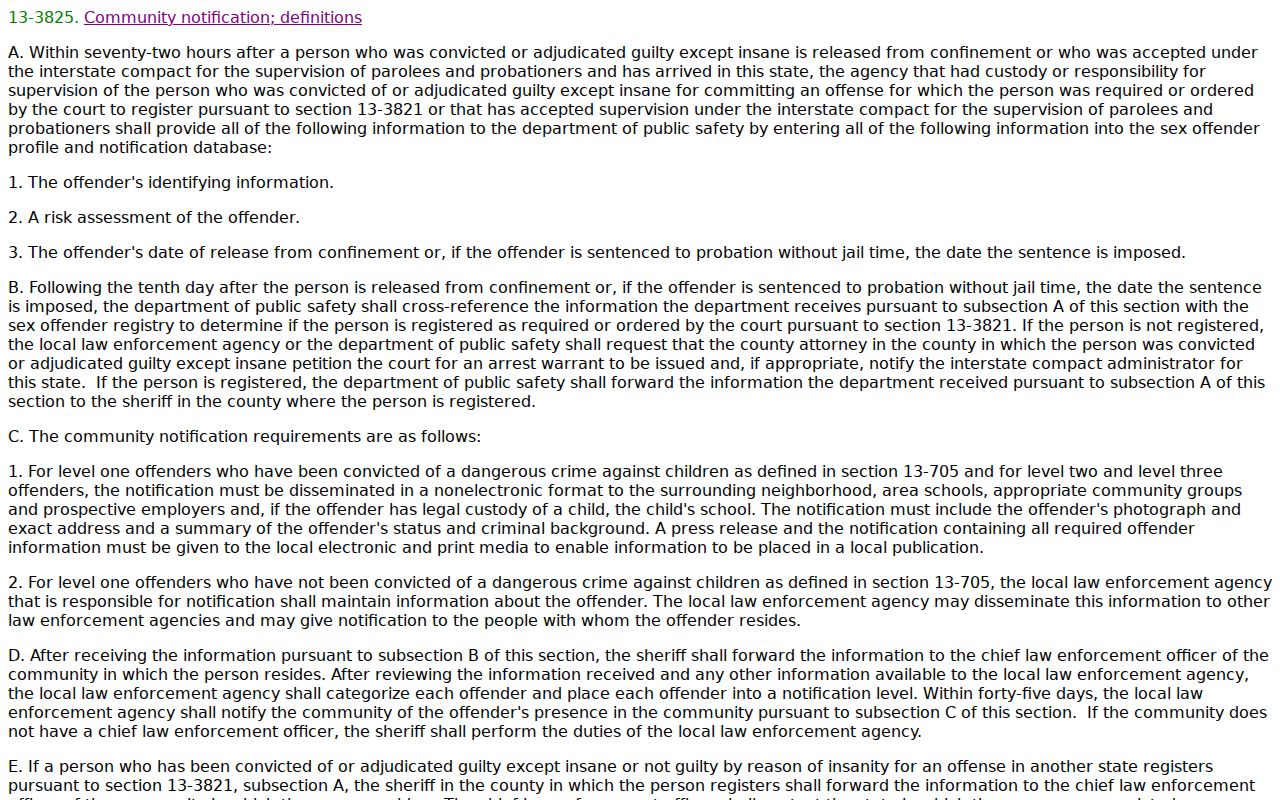 Mohave County sex offender community notification statute